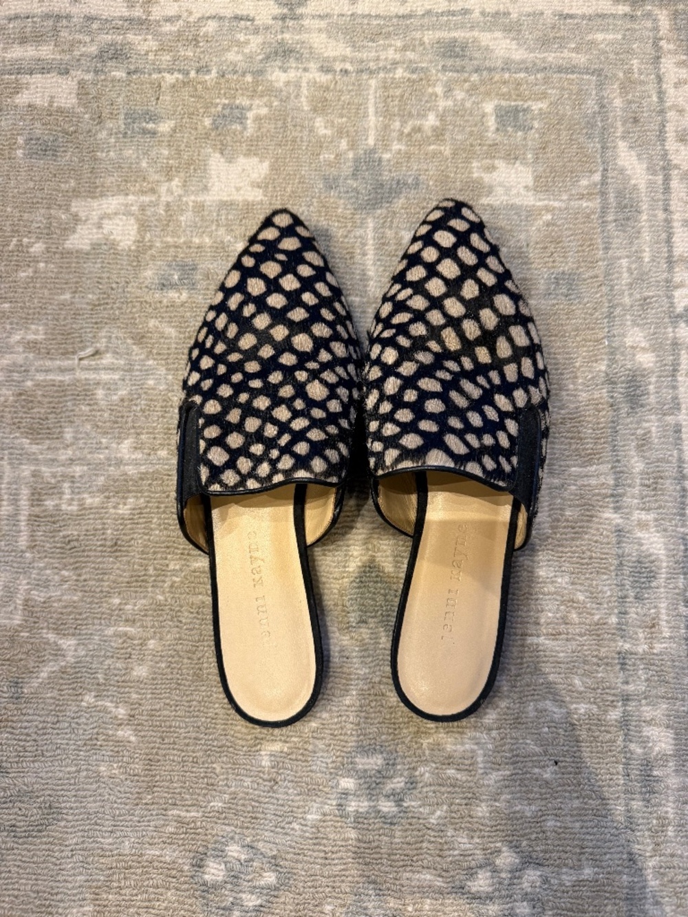 Jenni kayne pony hair animal print mule